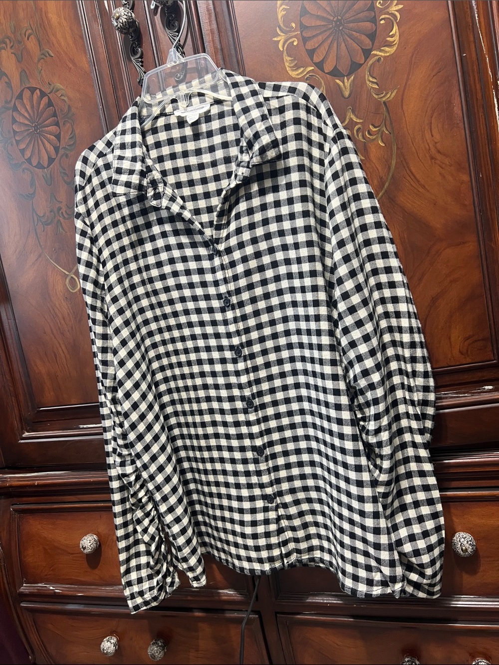 beachlunchlounge Black and White Gingham Button-Up Shirt